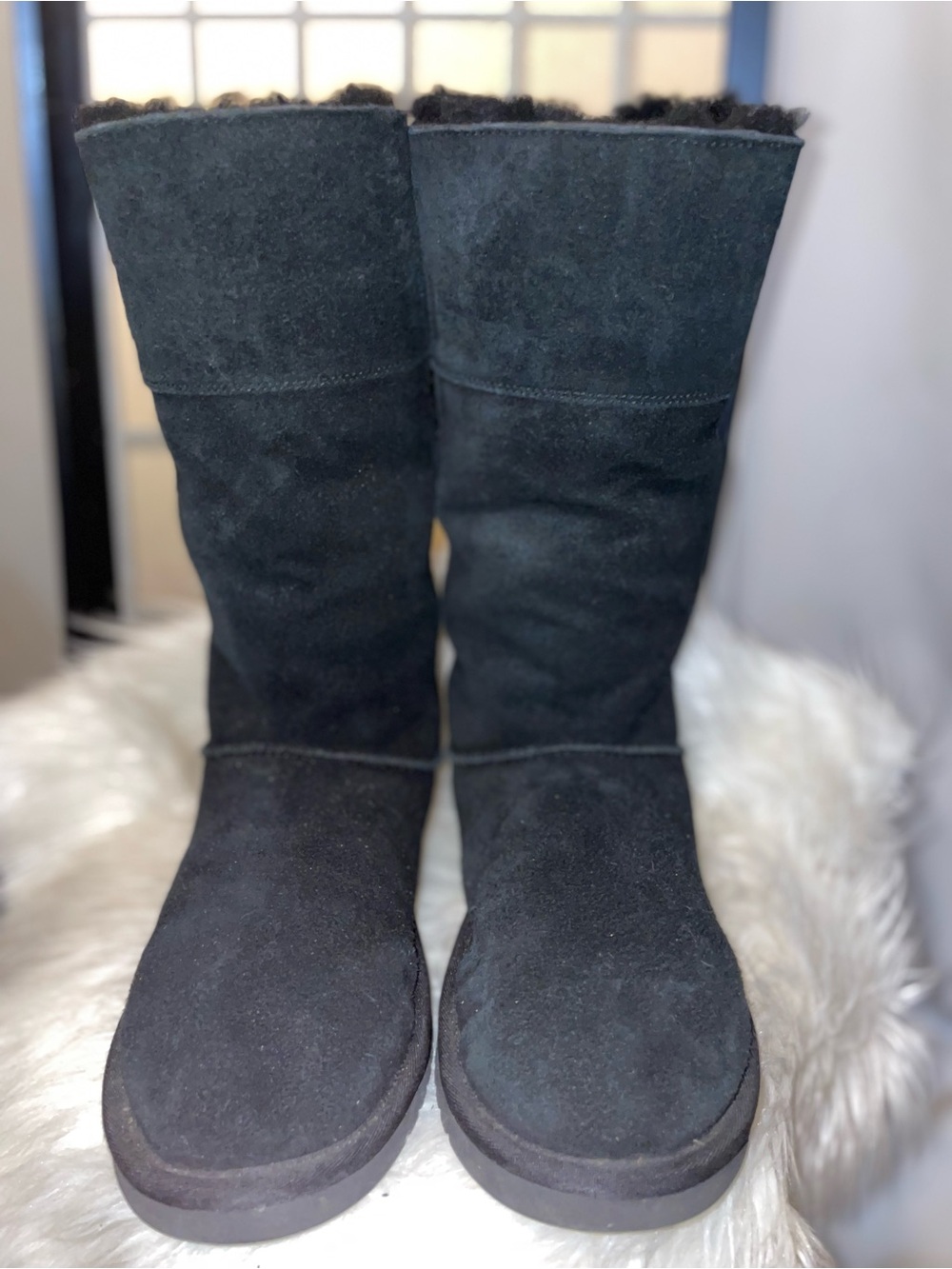 KOOLABURRA by UGG ANDRAH TALL BLACK SUEDE BOW BOOTS Sz 9